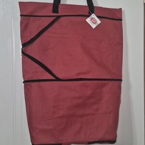 Shopping Tote Rolling Bag With Wheels Foldable Grocery Carrier Shopping Bag Red